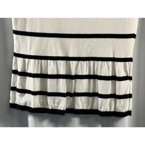 Ann Taylor LOFT Striped Short Sleeves Peplum Top Ivory Black S preppy chic 79-05 - Picture 5 of 14